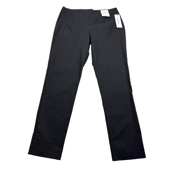 Calvin Klein Womens Stretch Ankle Length Black Suit Pants 14 Elastic Waist New - Picture 1 of 6